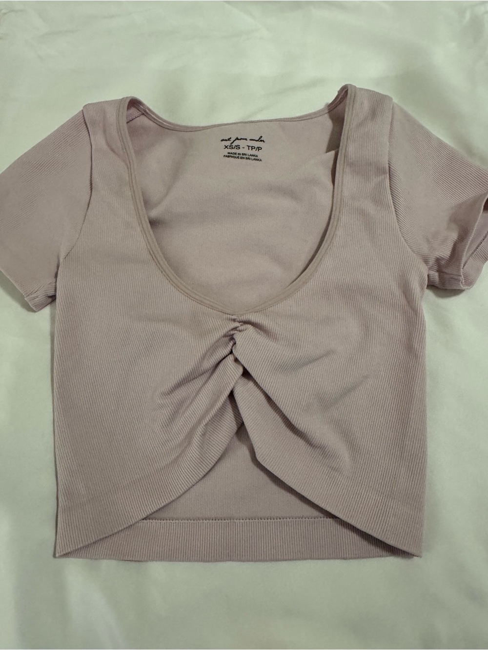 Urban Outfitters Dusty Lilac Twist-Front Ribbed Crop Top